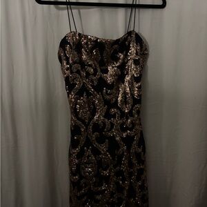 Elegant Black and Gold Sequin Dress